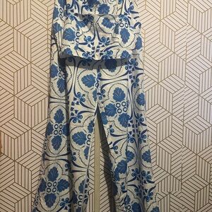 NWOT Blue & White Mediterranean Print Two-Piece Set (Size M)